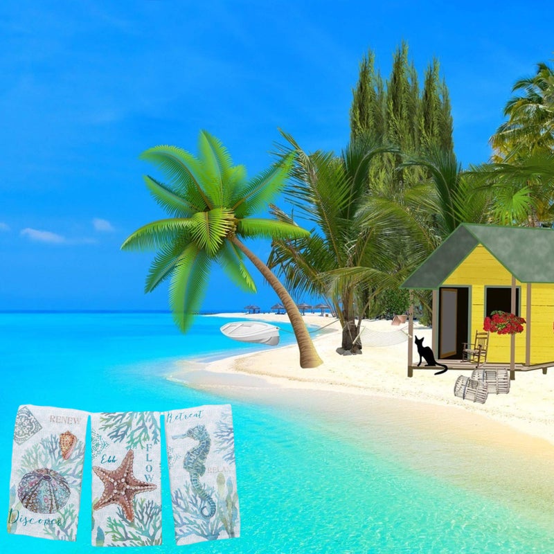 Kay Dee Designs Set of 3 Beachcomber Dual Purpose Terry Kitchen Towels - Image 4